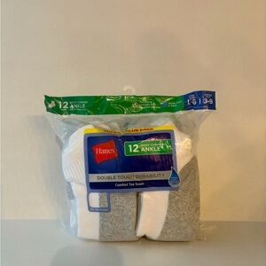 Hanes Men's Athletic Ankle Socks - White and Gray